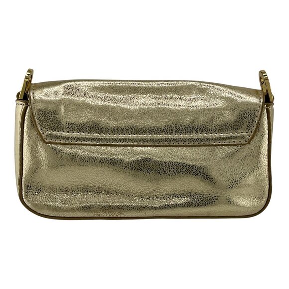TORY BURCH - Distressed Metallic Gold Leather Mini Chain Clutch/ Crossbody Purse - Picture 7 of 16